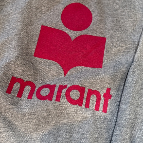 Isabel Marant Pink Logo Gray Crew Neck Sweater - Picture 9 of 11